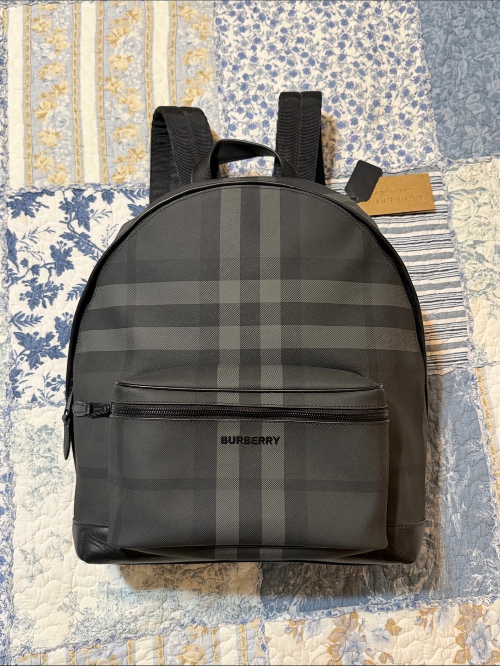 Burberry Gray/Black Check Canvas Backpack